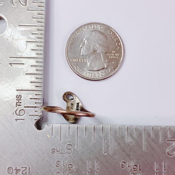 Vintage Ring Sterling Silver Mother of Pearl 1960s Signed WM Modernist Size 7.5 - Picture 11 of 16